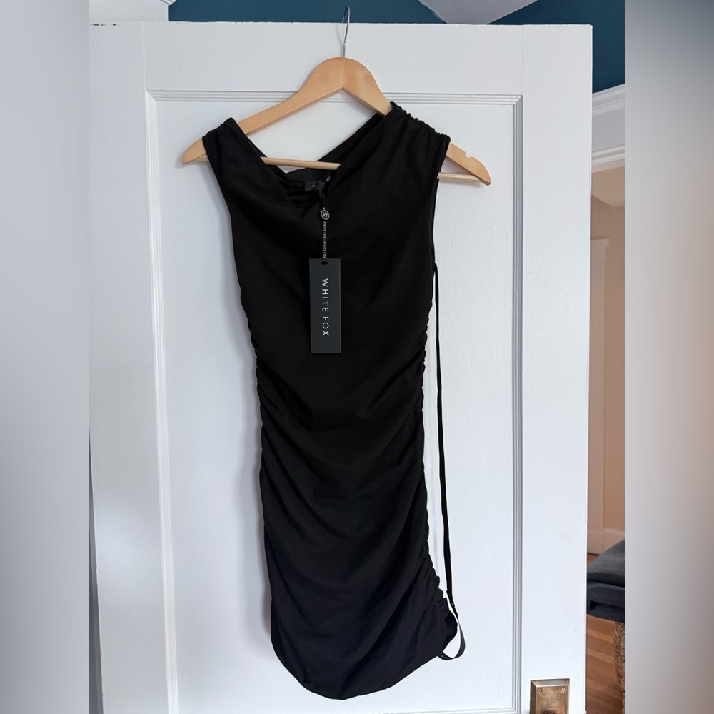 White Fox Black Ruched Dress